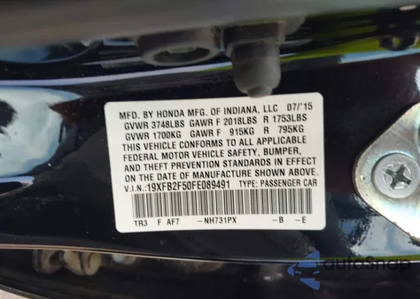 2015 Honda Civic Lx from USA, damaged, VIN 19XFB2F50FE089491